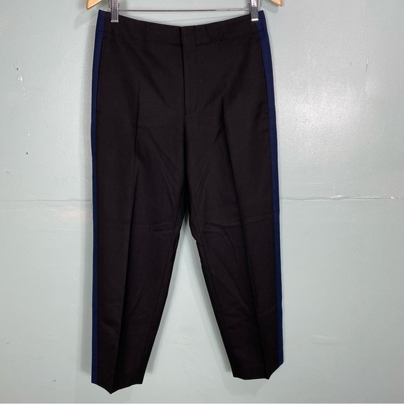 Club Monaco Ryanne CB Pant Tuxedo‎ Side Stripe Black Blue Sz 6 Cropped Pants - Picture 1 of 6